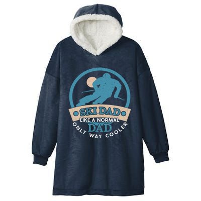 Ski Dad Cool Dad Gift Hooded Wearable Blanket