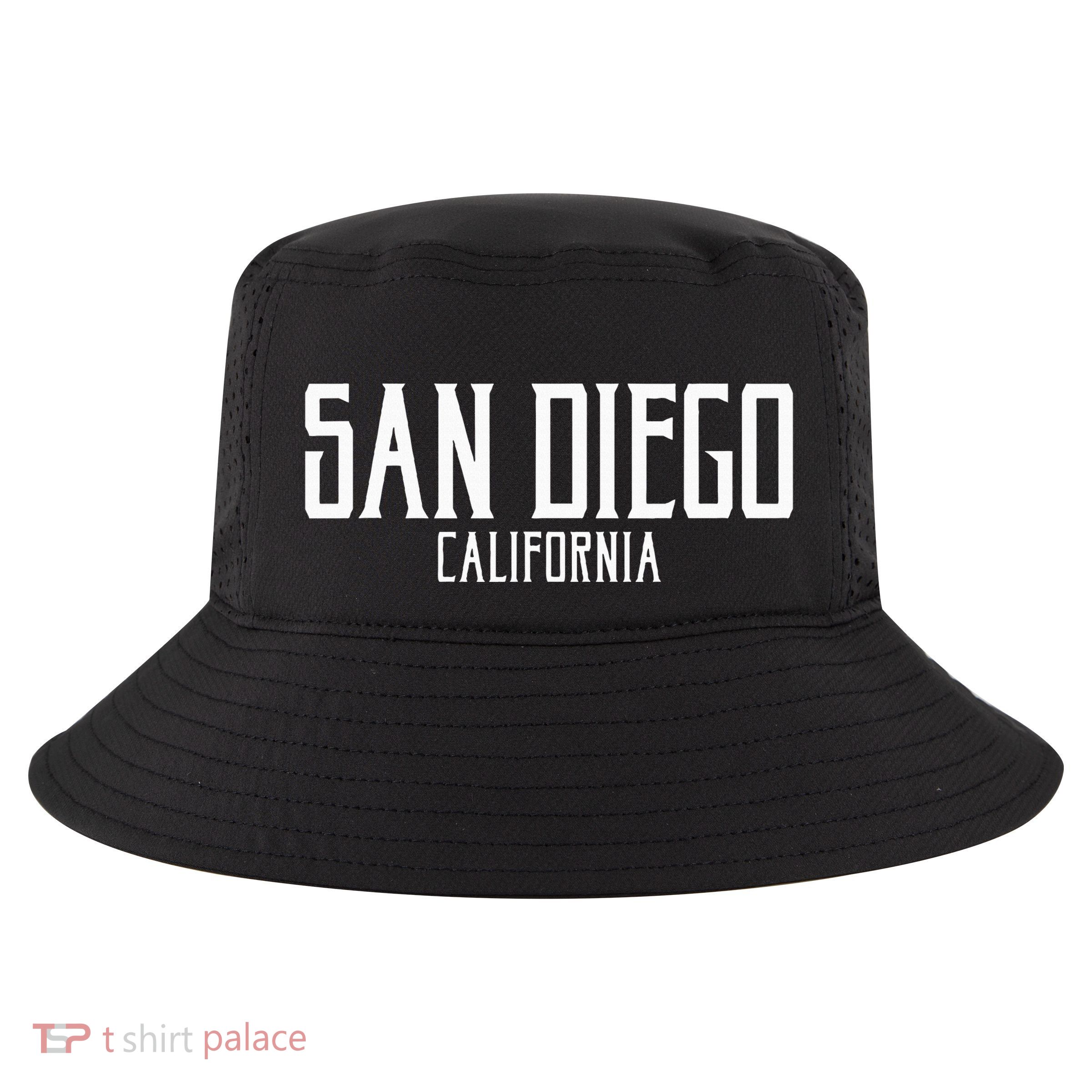 San Diego California Text With White Print Cool Comfort Performance Bucket Hat