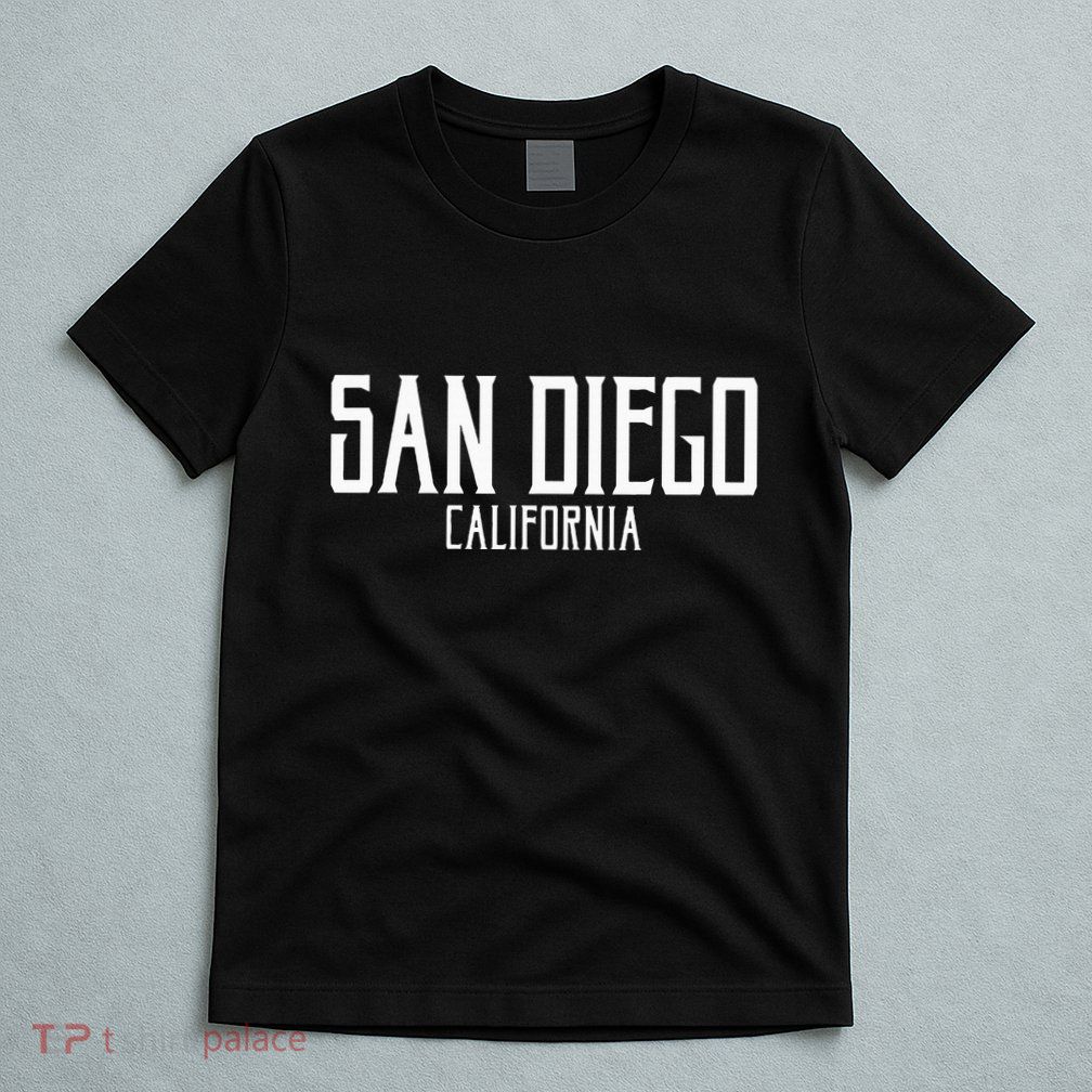 San Diego California Text With White Print T-Shirt