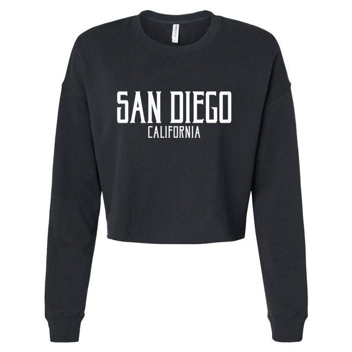 San Diego California Text With White Print Cropped Pullover Crew