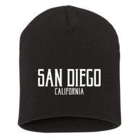 San Diego California Text With White Print Short Acrylic Beanie