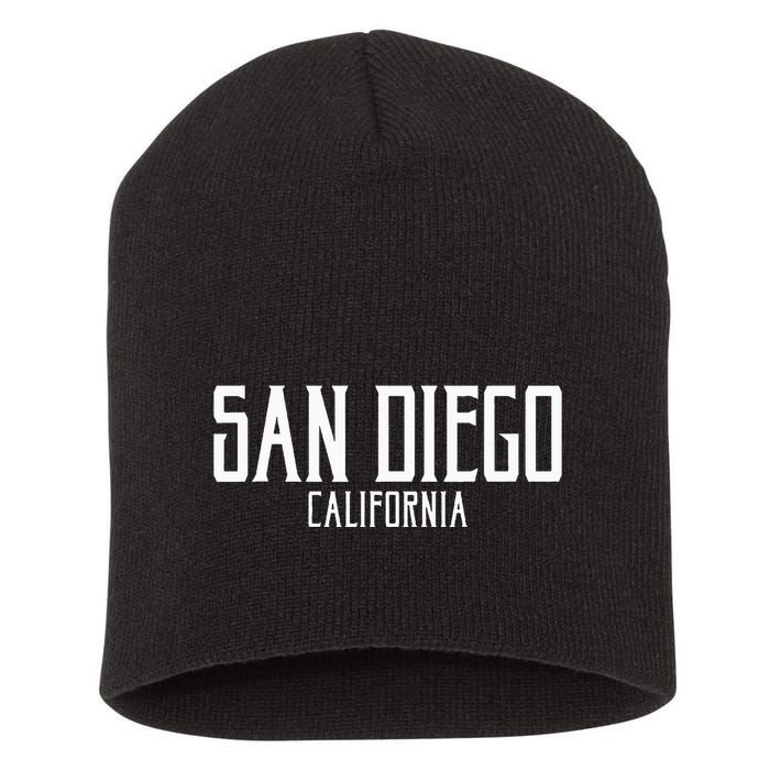 San Diego California Text With White Print Short Acrylic Beanie