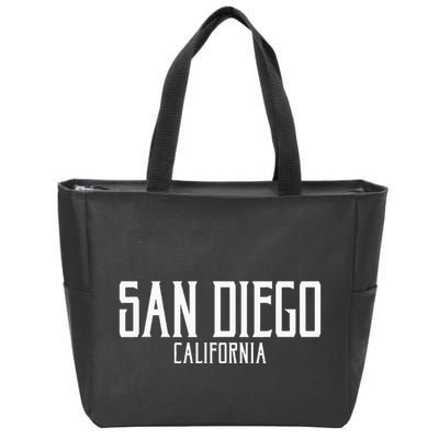 San Diego California Text With White Print Zip Tote Bag