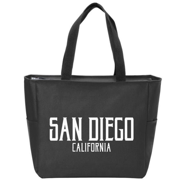 San Diego California Text With White Print Zip Tote Bag