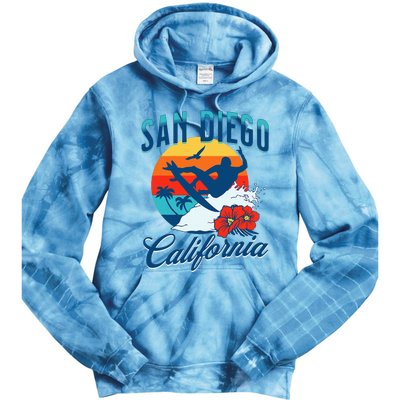 San Diego California Beach Surf Summer Vacation Vintage Tie Dye Hoodie