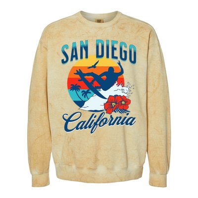 San Diego California Beach Surf Summer Vacation Vintage Colorblast Crewneck Sweatshirt