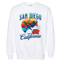 San Diego California Beach Surf Summer Vacation Vintage Garment-Dyed Sweatshirt