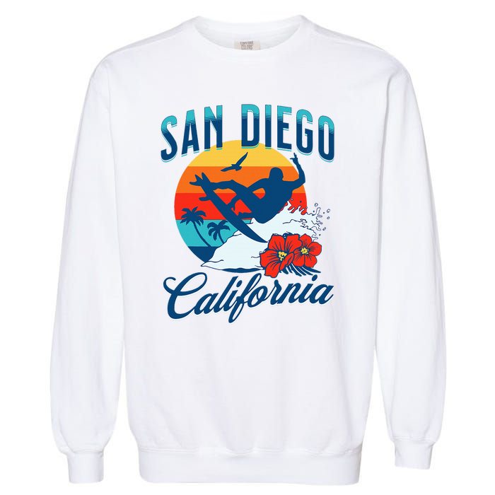 San Diego California Beach Surf Summer Vacation Vintage Garment-Dyed Sweatshirt