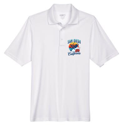 San Diego California Beach Surf Summer Vacation Vintage Men's Origin Performance Pique Polo