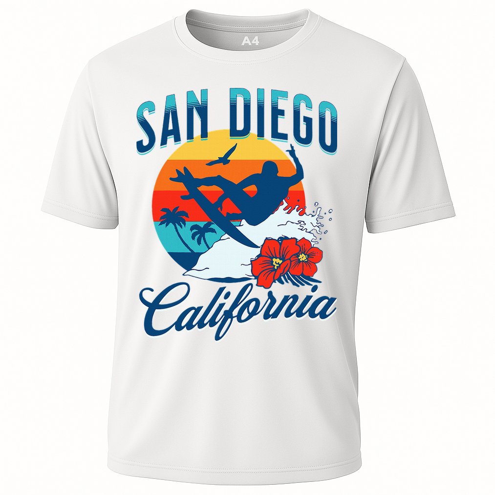 San Diego California Beach Surf Summer Vacation Vintage Performance Shirt