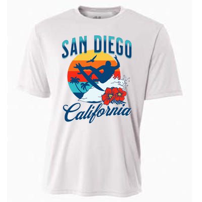 San Diego California Beach Surf Summer Vacation Vintage Cooling Performance Crew T-Shirt