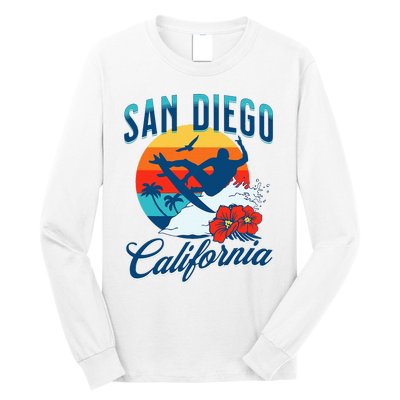 San Diego California Beach Surf Summer Vacation Vintage Long Sleeve Shirt