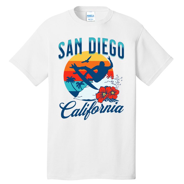 San Diego California Beach Surf Summer Vacation Vintage Tall T-Shirt