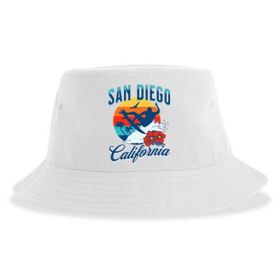 San Diego California Beach Surf Summer Vacation Vintage Sustainable Bucket Hat