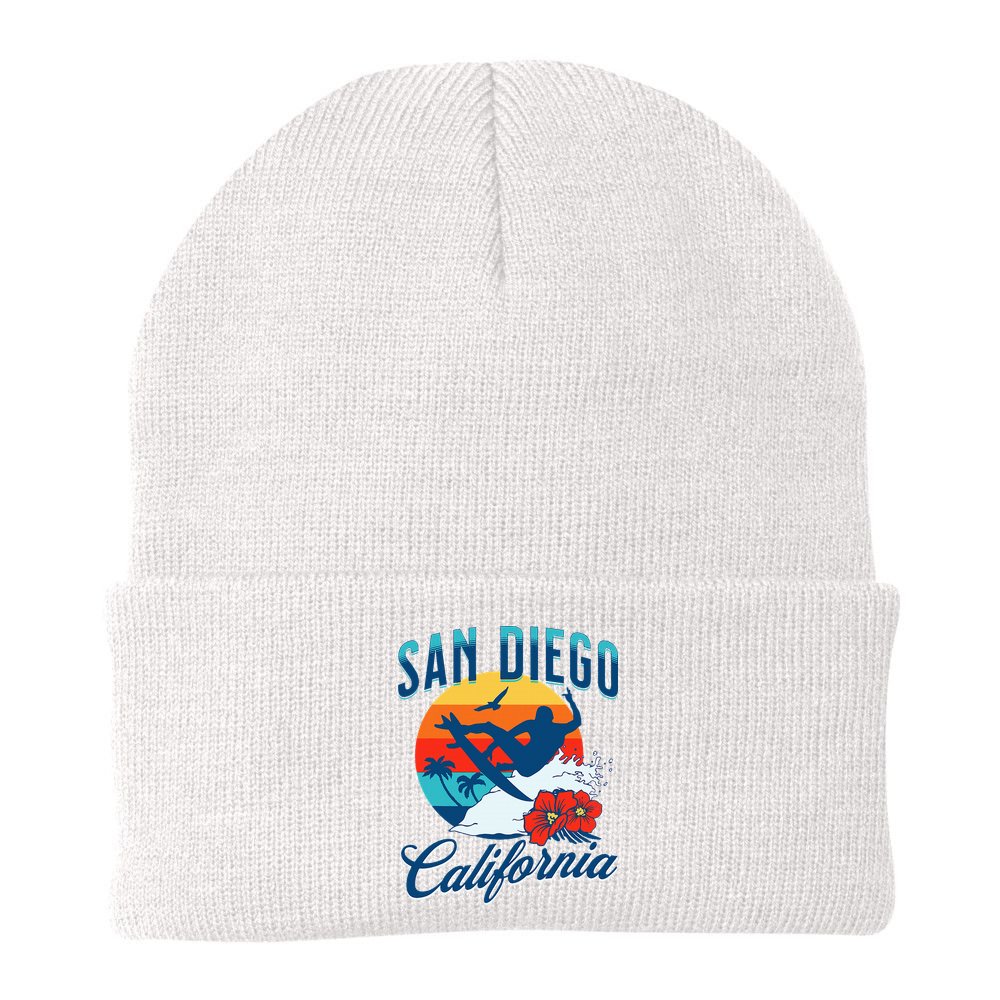 San Diego California Beach Surf Summer Vacation Vintage Beanie