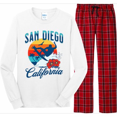 San Diego California Beach Surf Summer Vacation Vintage Long Sleeve Pajama Set