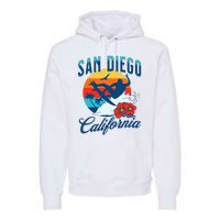 San Diego California Beach Surf Summer Vacation Vintage Premium Hoodie