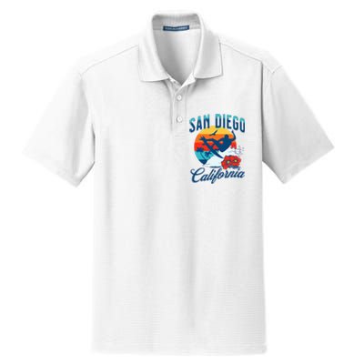 San Diego California Beach Surf Summer Vacation Vintage Dry Zone Grid Polo