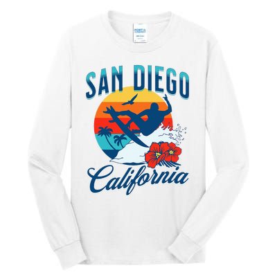 San Diego California Beach Surf Summer Vacation Vintage Tall Long Sleeve T-Shirt