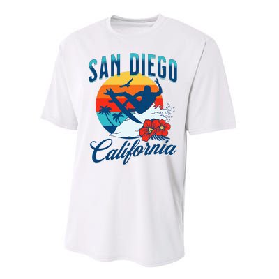 San Diego California Beach Surf Summer Vacation Vintage Performance Sprint T-Shirt