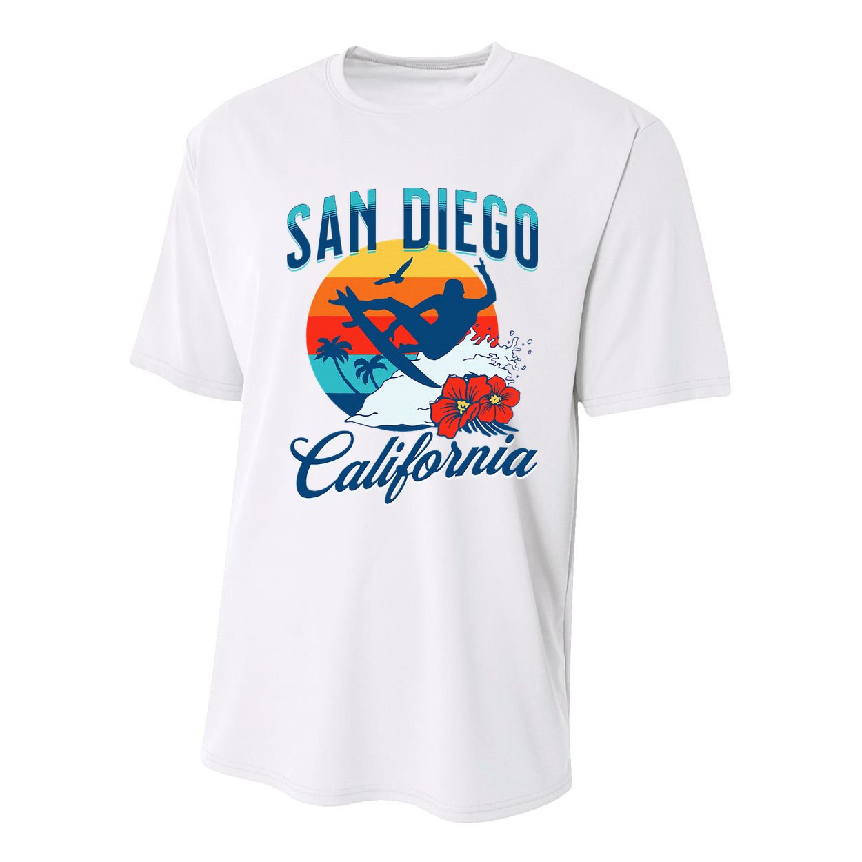 San Diego California Beach Surf Summer Vacation Vintage Youth Performance Sprint T-Shirt