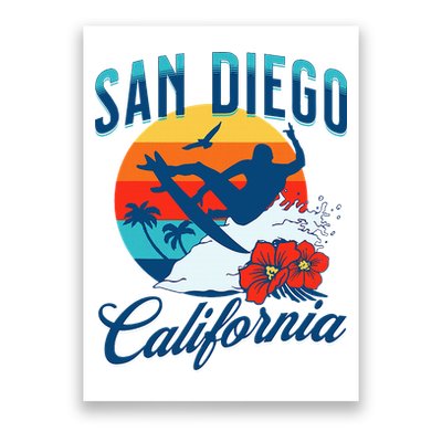 San Diego California Beach Surf Summer Vacation Vintage Poster