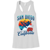 San Diego California Beach Surf Summer Vacation Vintage Women's Racerback Tank