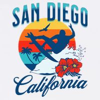 San Diego California Beach Surf Summer Vacation Vintage Womens Tank Top