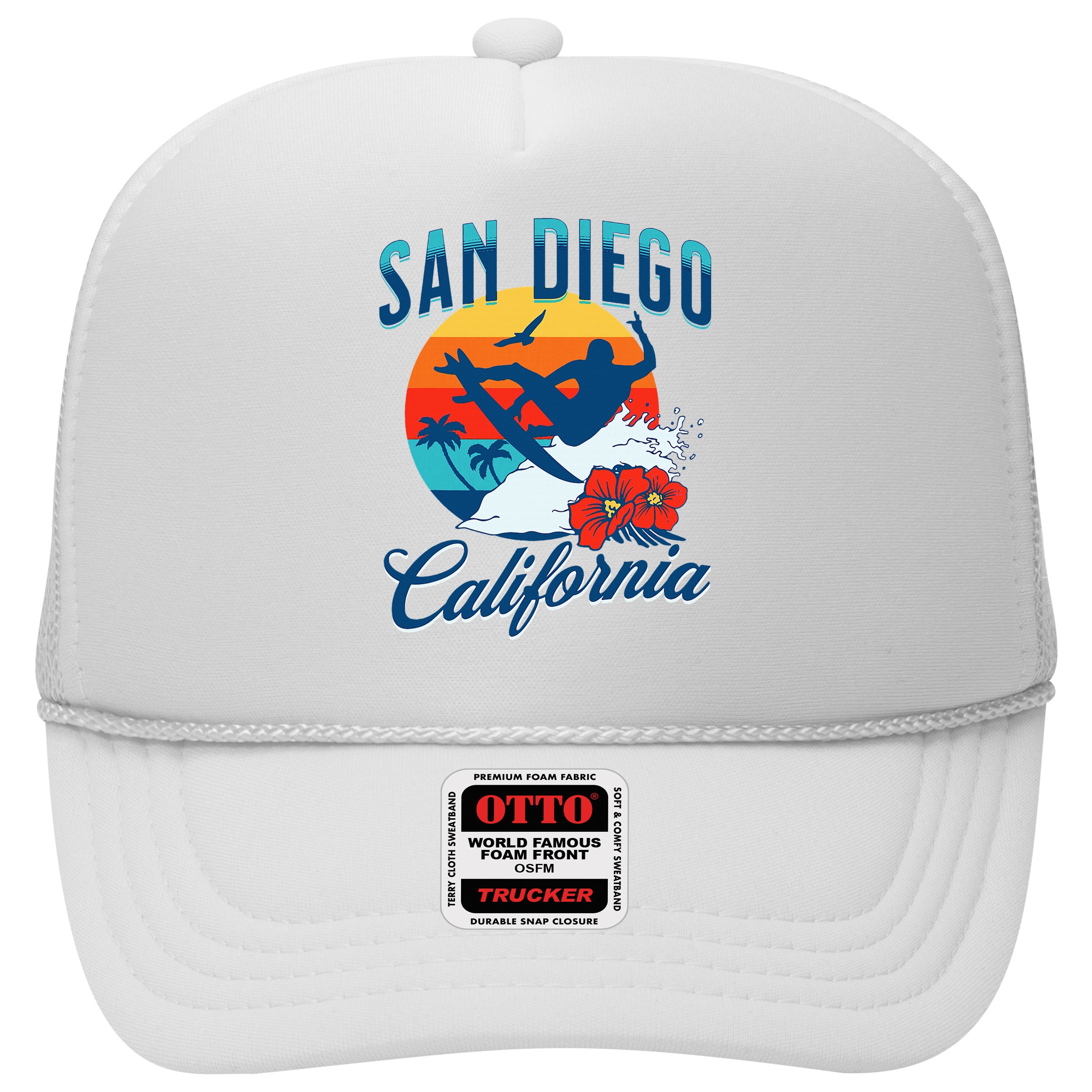 San Diego California Beach Surf Summer Vacation Vintage Hat