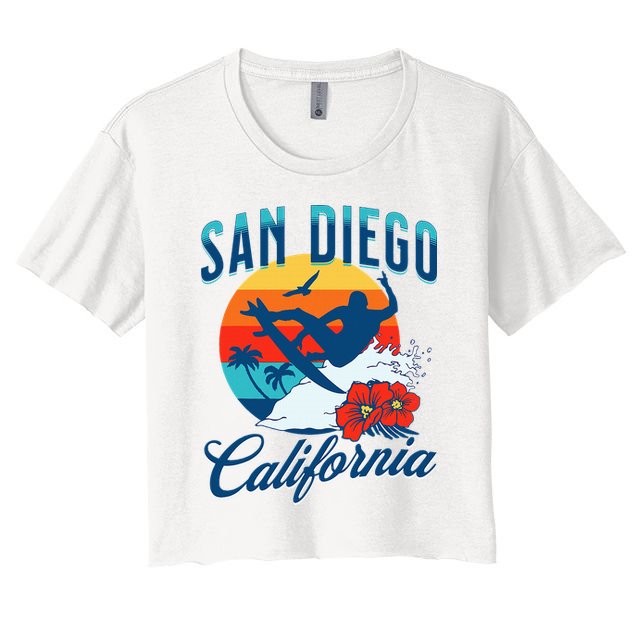 San Diego California Beach Surf Summer Vacation Vintage Crop Top