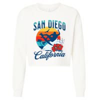 San Diego California Beach Surf Summer Vacation Vintage Cropped Pullover Crew