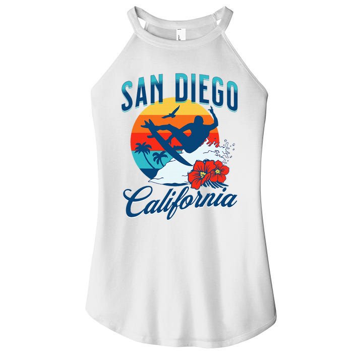 San Diego California Beach Surf Summer Vacation Vintage Women's Perfect Tri Rocker Tank