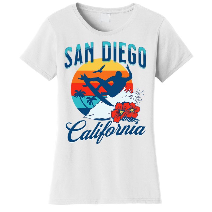 San Diego California Beach Surf Summer Vacation Vintage Women's T-Shirt