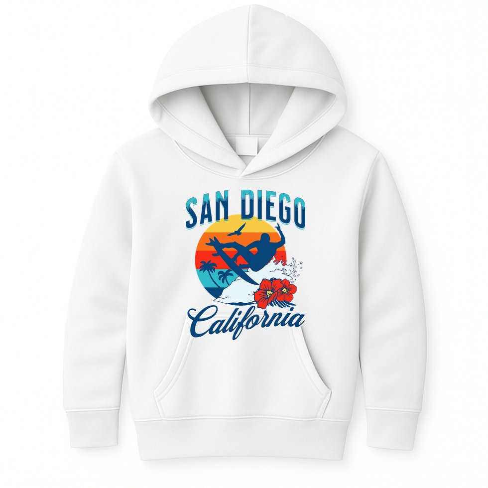San Diego California Beach Surf Summer Vacation Vintage Kids Hoodie
