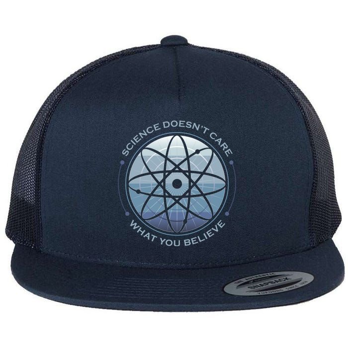 Science Doesn't Care What You Believe Atom Flat Bill Trucker Hat