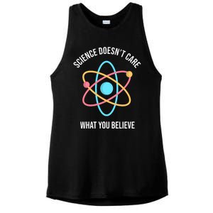 Science Doesn't Care What You Believe Atom Ladies PosiCharge Tri-Blend Wicking Tank