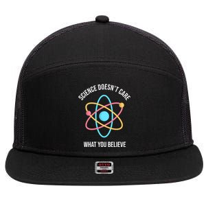 Science Doesn't Care What You Believe Atom 7 Panel Mesh Trucker Snapback Hat