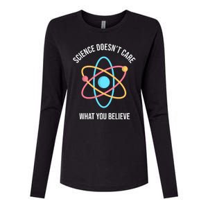 Science Doesn't Care What You Believe Atom Womens Cotton Relaxed Long Sleeve T-Shirt