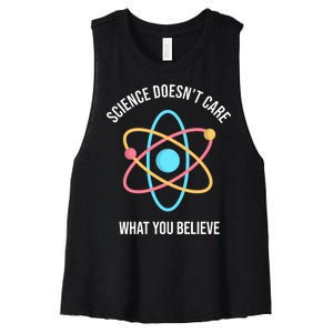 Science Doesn't Care What You Believe Atom Women's Racerback Cropped Tank