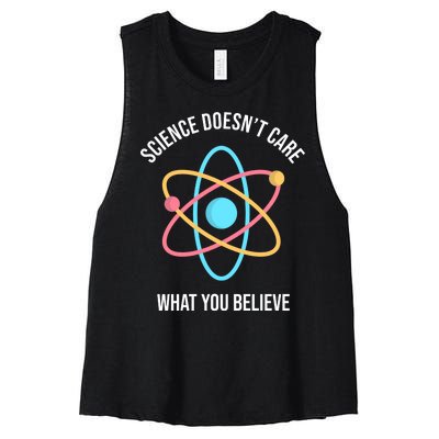 Science Doesn't Care What You Believe Atom Women's Racerback Cropped Tank