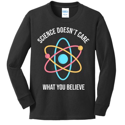 Science Doesn't Care What You Believe Atom Kids Long Sleeve Shirt