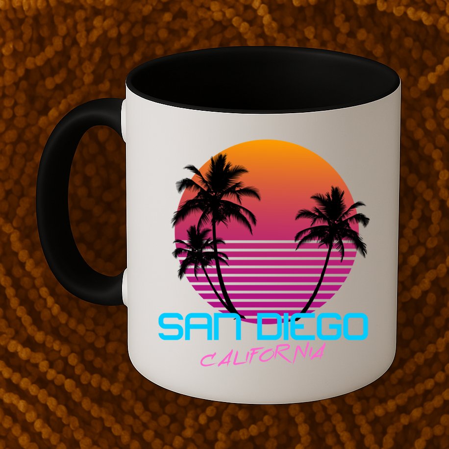 San Diego California Retro 80s Funny Gift Mug
