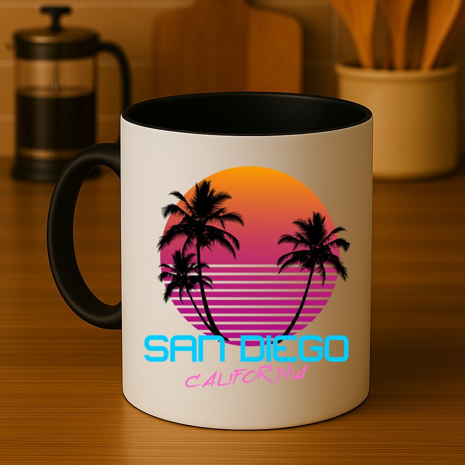 San Diego California Retro 80s Funny Gift Mug