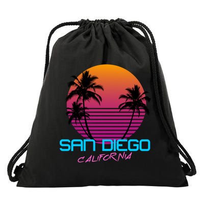 San Diego California Retro 80s Funny Gift Drawstring Bag