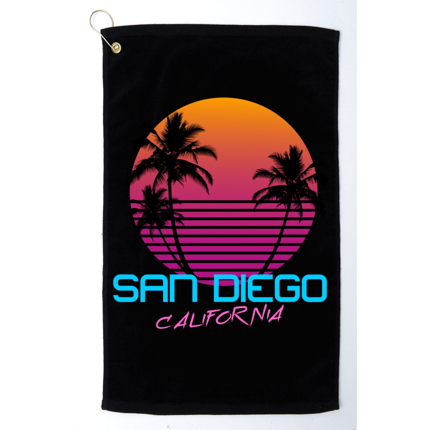 San Diego California Retro 80s Funny Gift Golf Towel