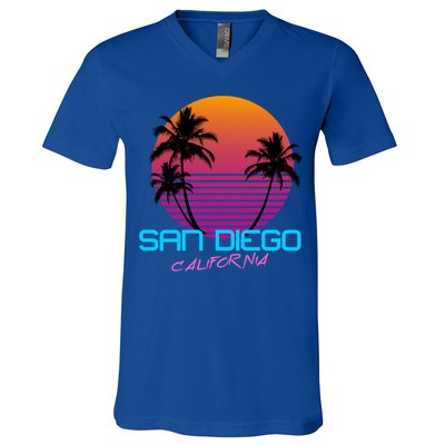 San Diego California Retro 80s Funny Gift V-Neck T-Shirt