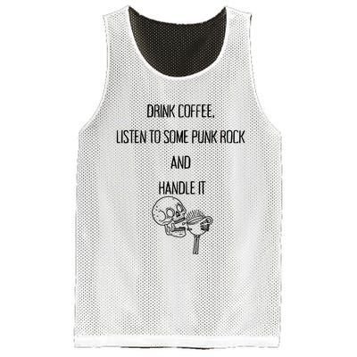 Skull Drink Coffee Listen To Some Punk Rock And Handle It Mesh Reversible Basketball Jersey Tank