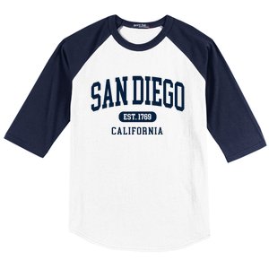 San Diego California Est 1769 Arched Text Baseball Sleeve Shirt