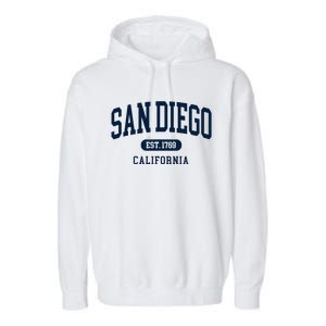 San Diego California Est 1769 Arched Text Garment-Dyed Fleece Hoodie