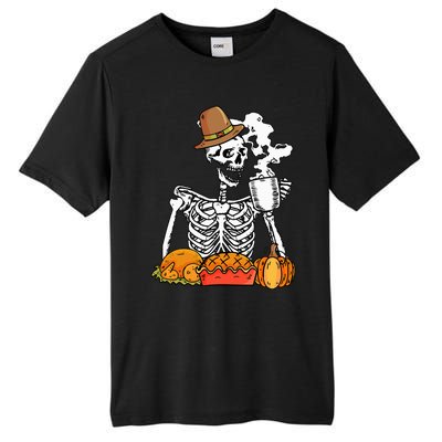 Skeleton Drinking Coffee Thanksgiving Pumpkin Pie Turkey Tall Fusion ChromaSoft Performance T-Shirt